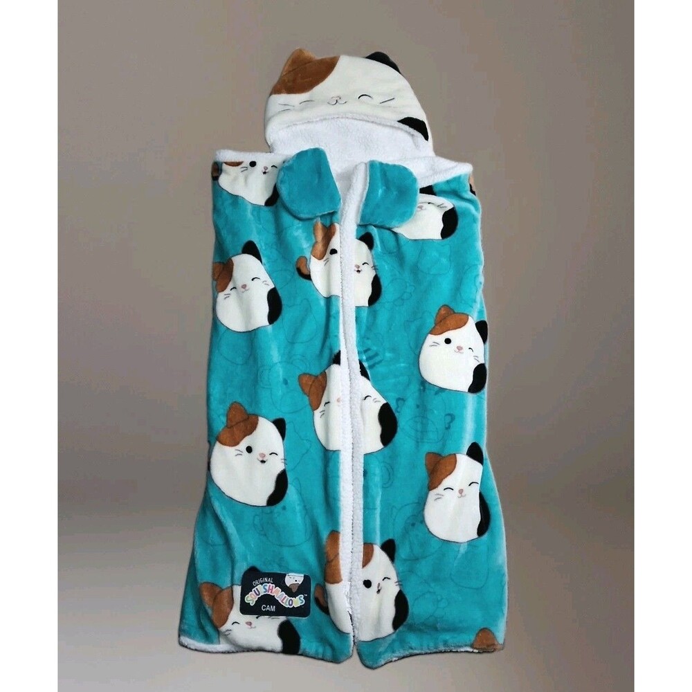​Official Squishmallows Cam The Calico Cat Wearable Hooded Throw Blanket Sherpa